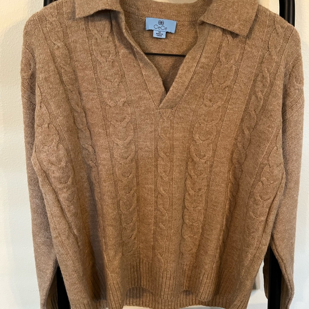 CeCe Tan Knit Sweater - Picture 1 of 7